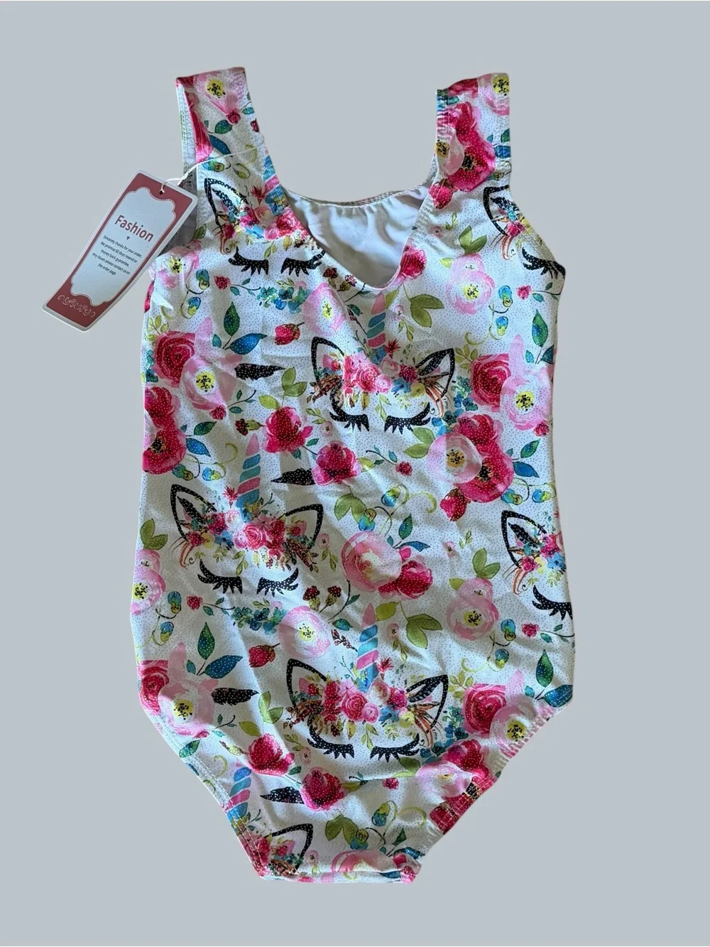 NEW Girls Shiny Dance Leotard with Unicorn and Flower Theme Size 110 aka 4T #260